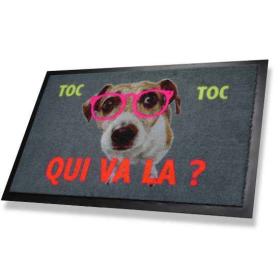 Paillasson humoristique chien à lunettes roses humour